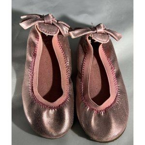 Gap Size 6 Toddler Girls Pink Shiny Ballet Flat with Back Bow